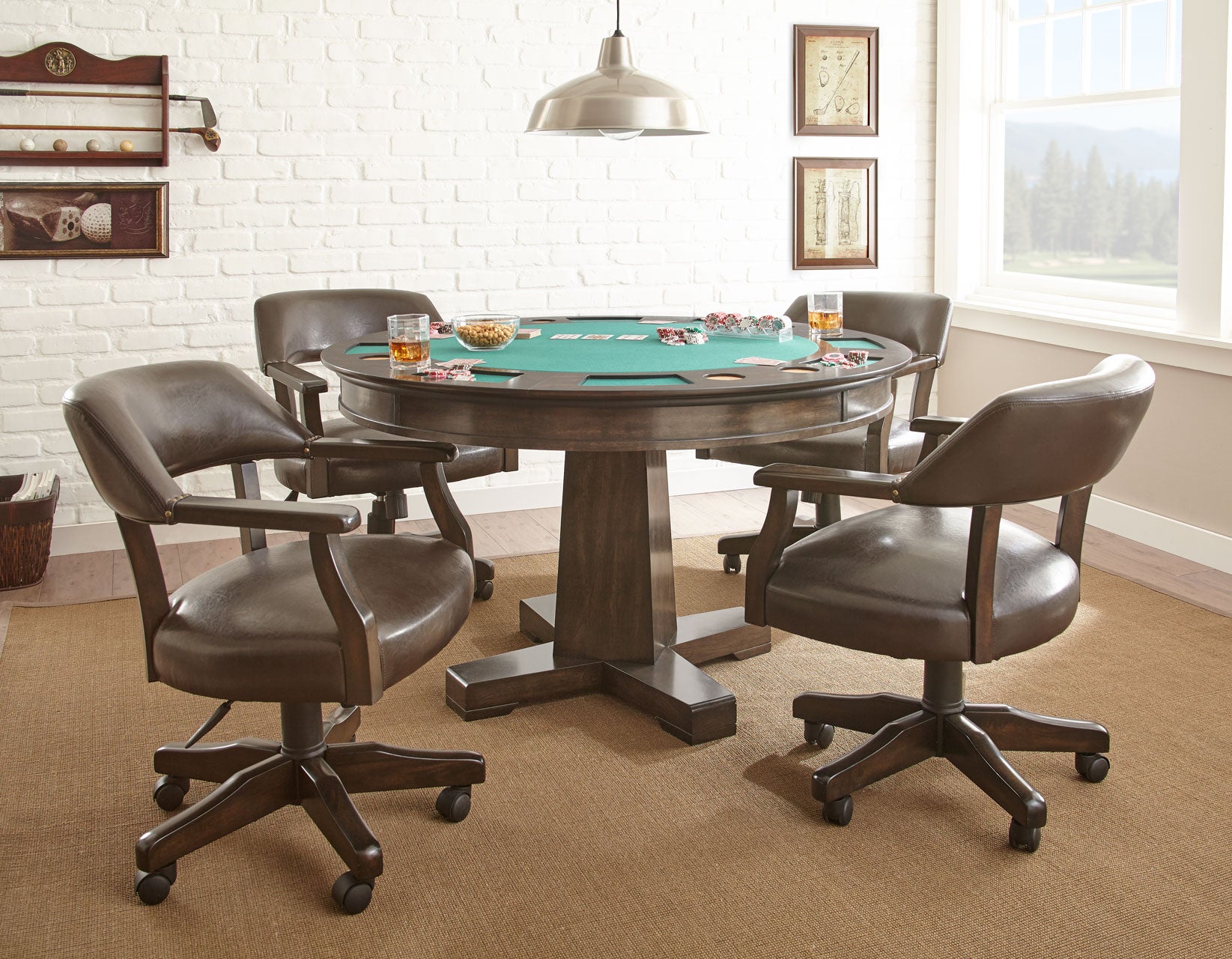 Wood game discount table and chairs