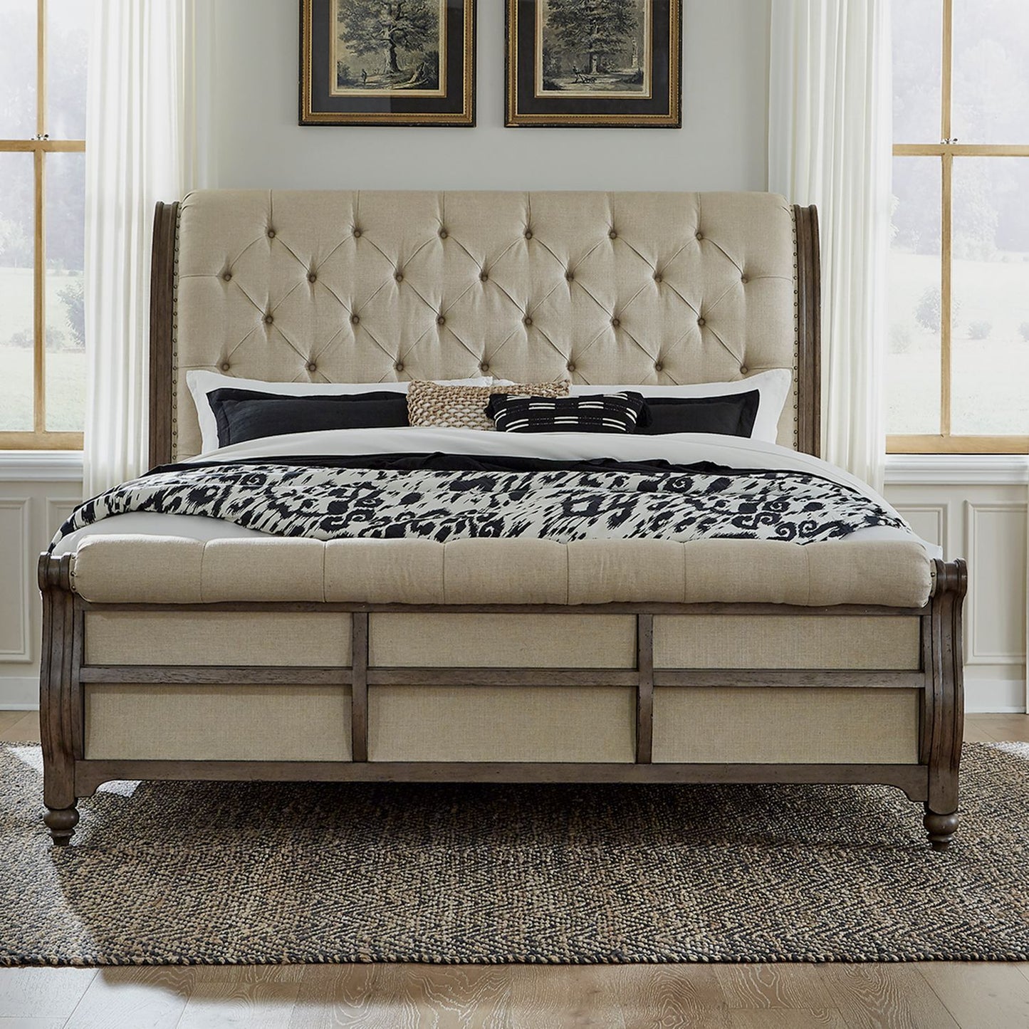 Americana Farmhouse - King Sleigh Bed