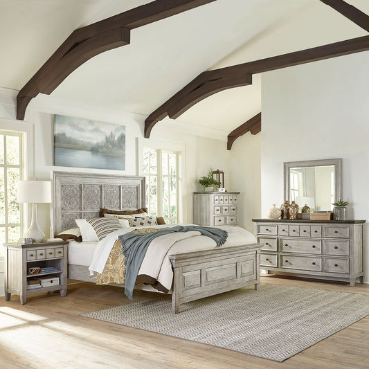 Heartland - King Opt Panel Bed, Dresser & Mirror, Chest, Night Stand