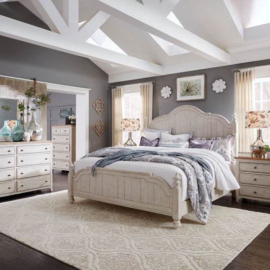 Farmhouse Reimagined - King Poster Bed, Dresser & Mirror, Chest, Night Stand