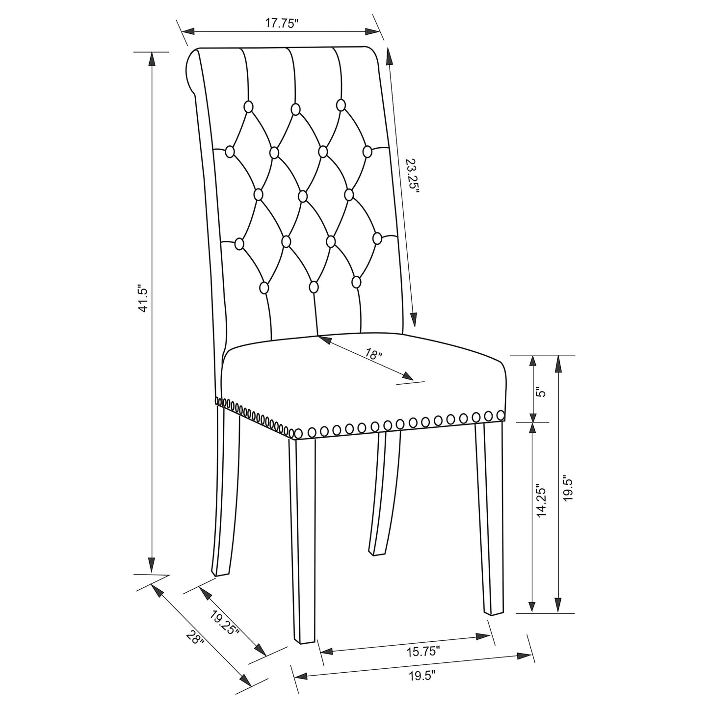 Alana Fabric Upholstered Dining Side Chair Grey (Set of 2)