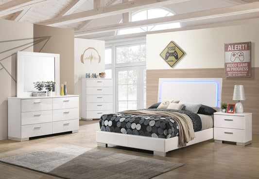 Felicity 4-piece Full Bedroom Set White High Gloss