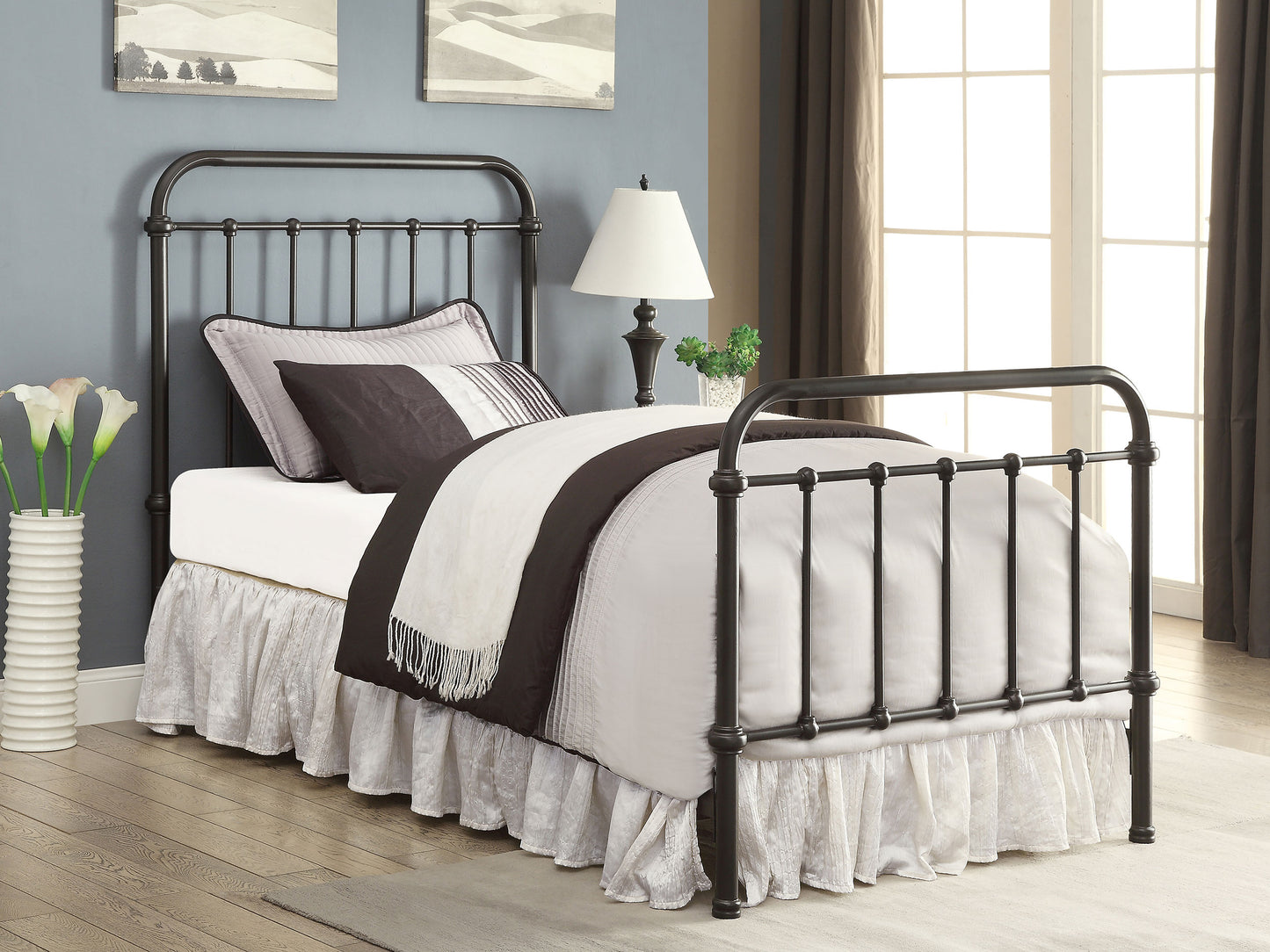 Livingston Metal Twin Open Frame Bed Dark Bronze