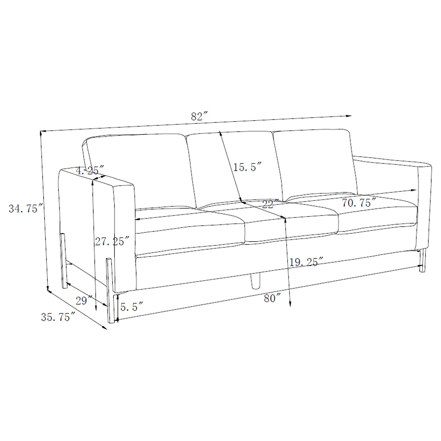 Tilly 3-piece Upholstered Track Arm Sofa Set Oatmeal