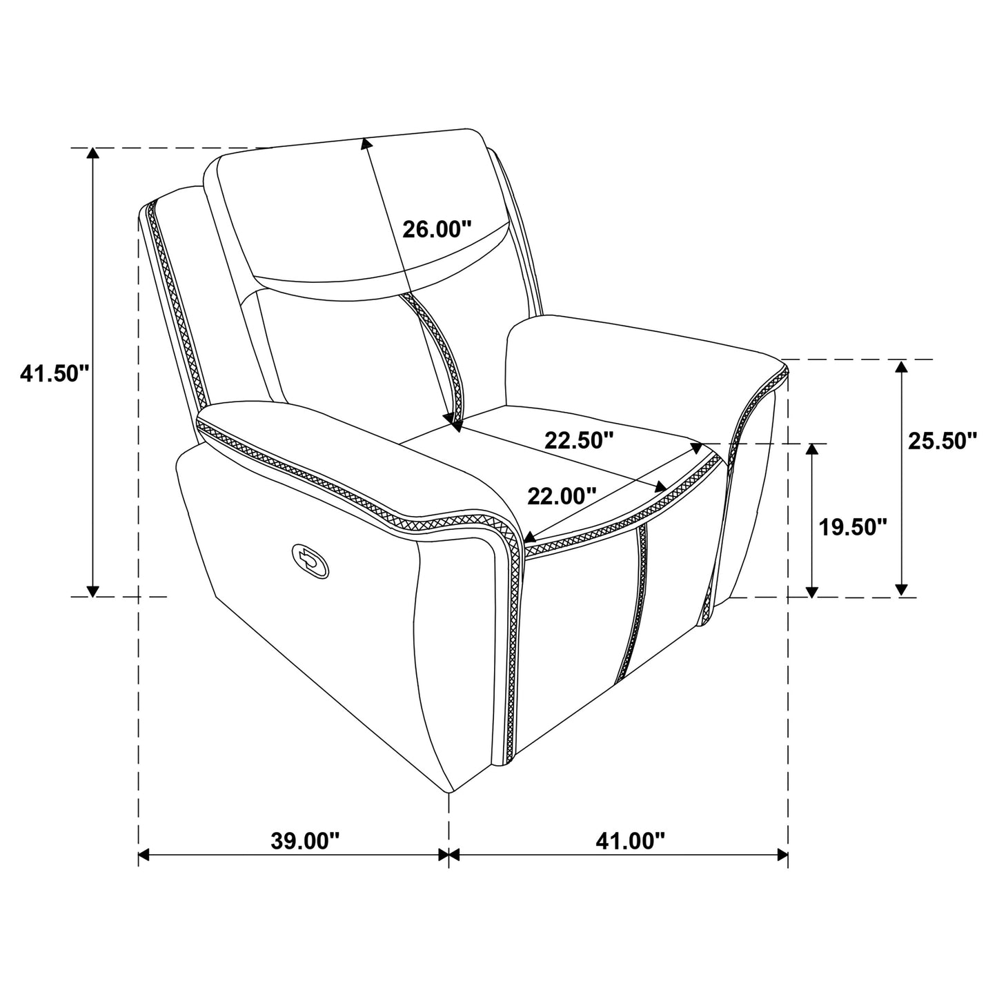 Sloane Upholstered Padded Arm Recliner Chair Blue