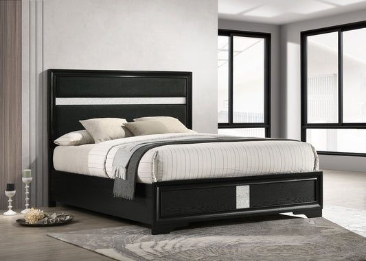 Miranda 54-inch Upholstered Queen Panel Bed Black