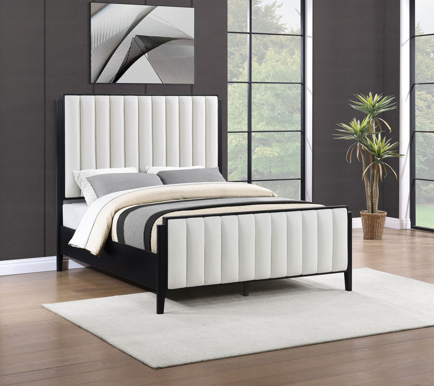 Brookmead 60-inch Upholstered California King Bed Black