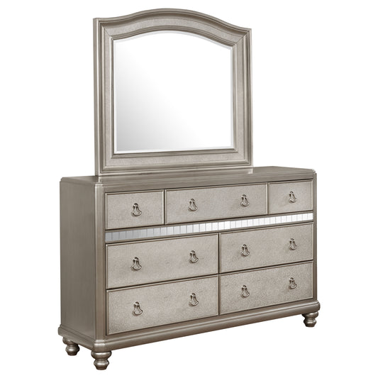 Bling Game 7-drawer Dresser with Mirror Metallic Platinum