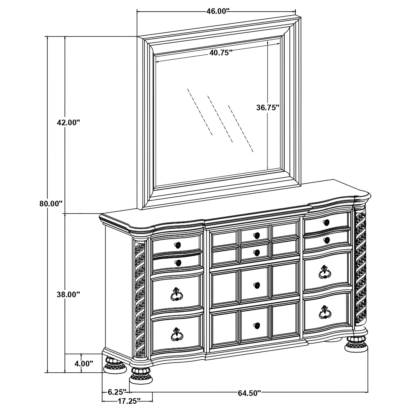 Emmett 9-drawer Dresser with Mirror Walnut