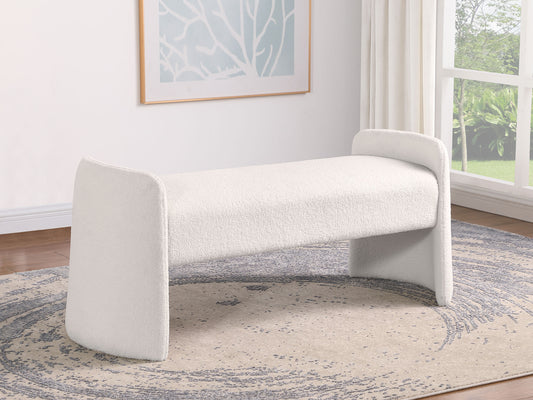 Peoria Velvet Upholstered Accent Bench Ivory