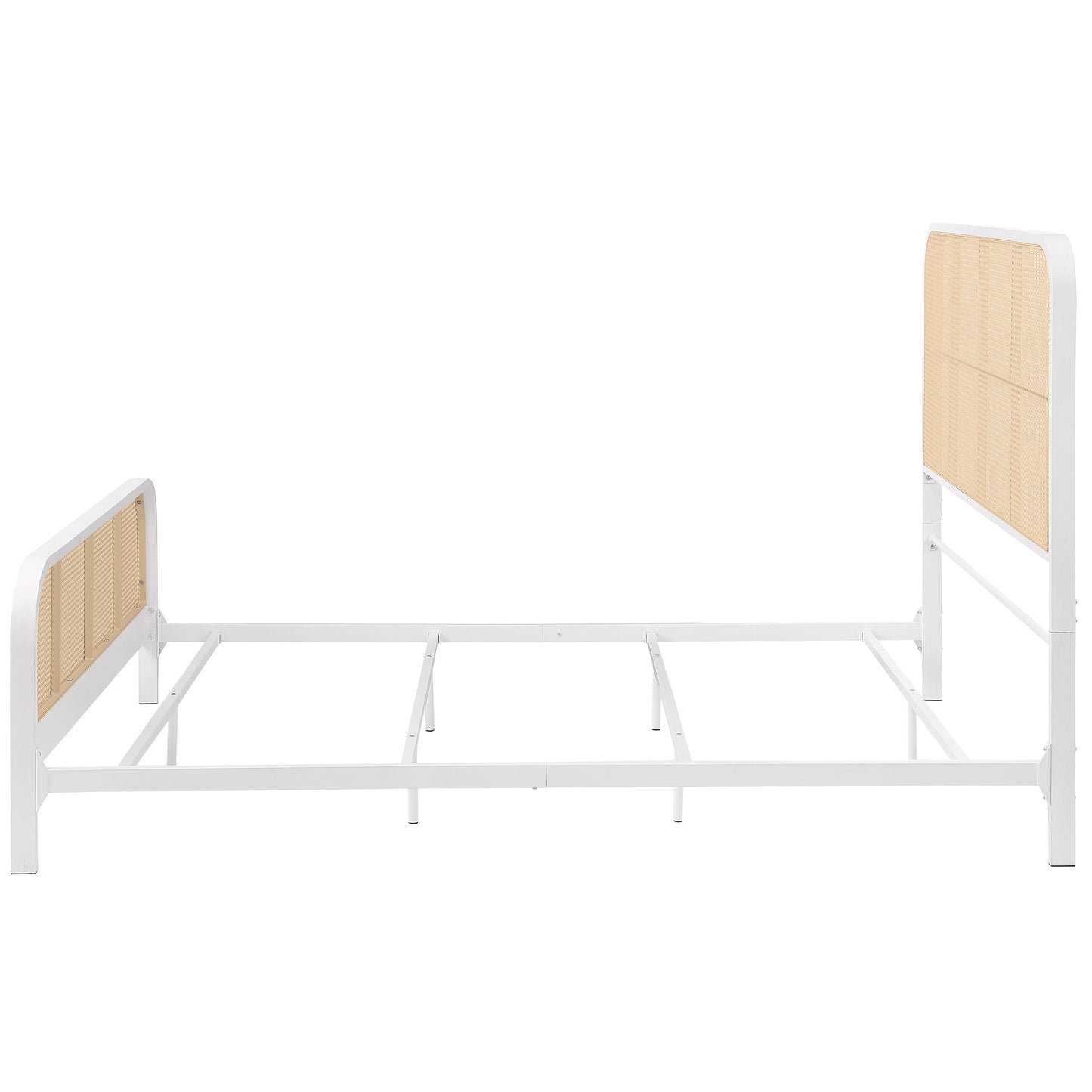 Lanewood Open Cane Webbing Metal Queen Bed White