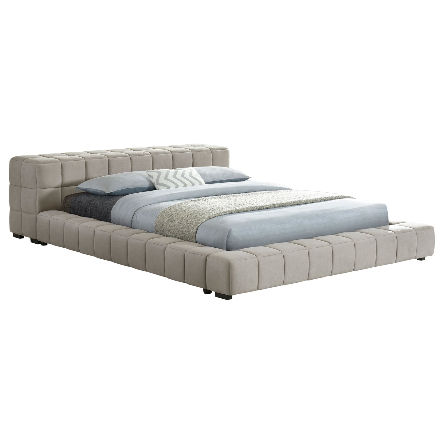 Trinity Upholstered Eastern King Platform Bed Light Taupe