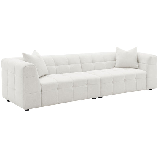 Everly Boucle Upholstered Extra Long Sofa Off White