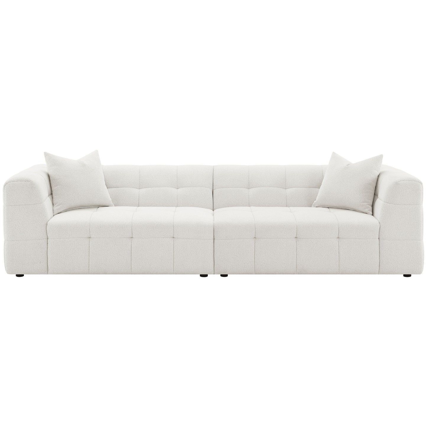 Everly Boucle Upholstered Extra Long Sofa Off White