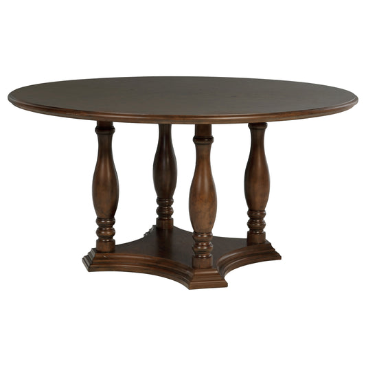 Landon 60-inch Round Wood Pedestal Dining Table Rich Brown