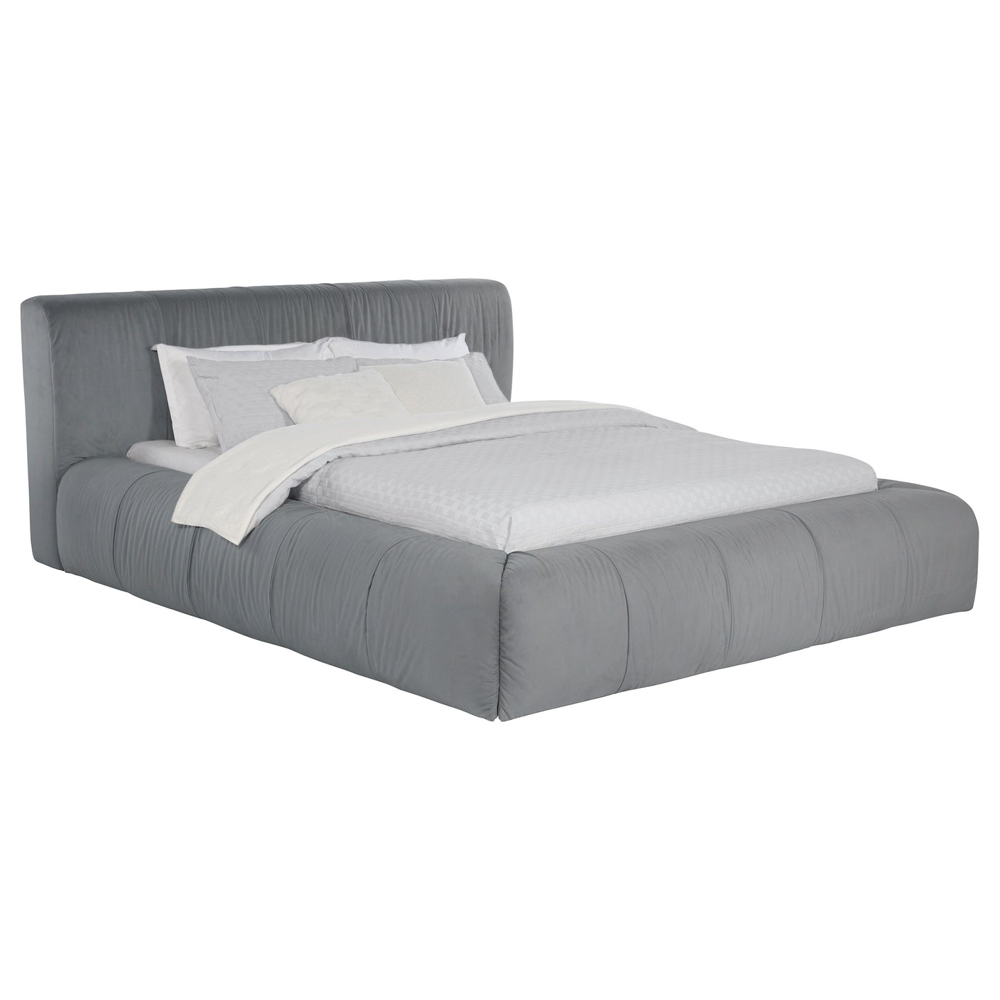 Wilshire Upholstered Queen Platform Bed Grey