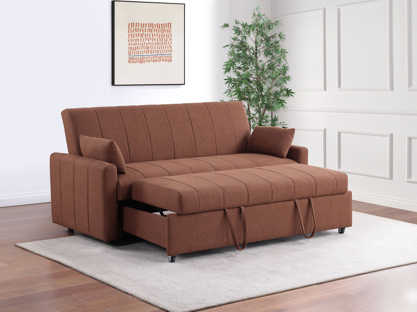 Portland Boucle Upholstered Sleeper Sofa Bed Copper