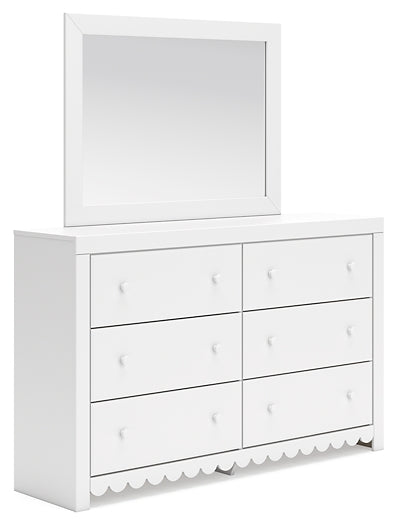 Mollviney Full Panel Headboard with Mirrored Dresser, Chest and 2 Nightstands