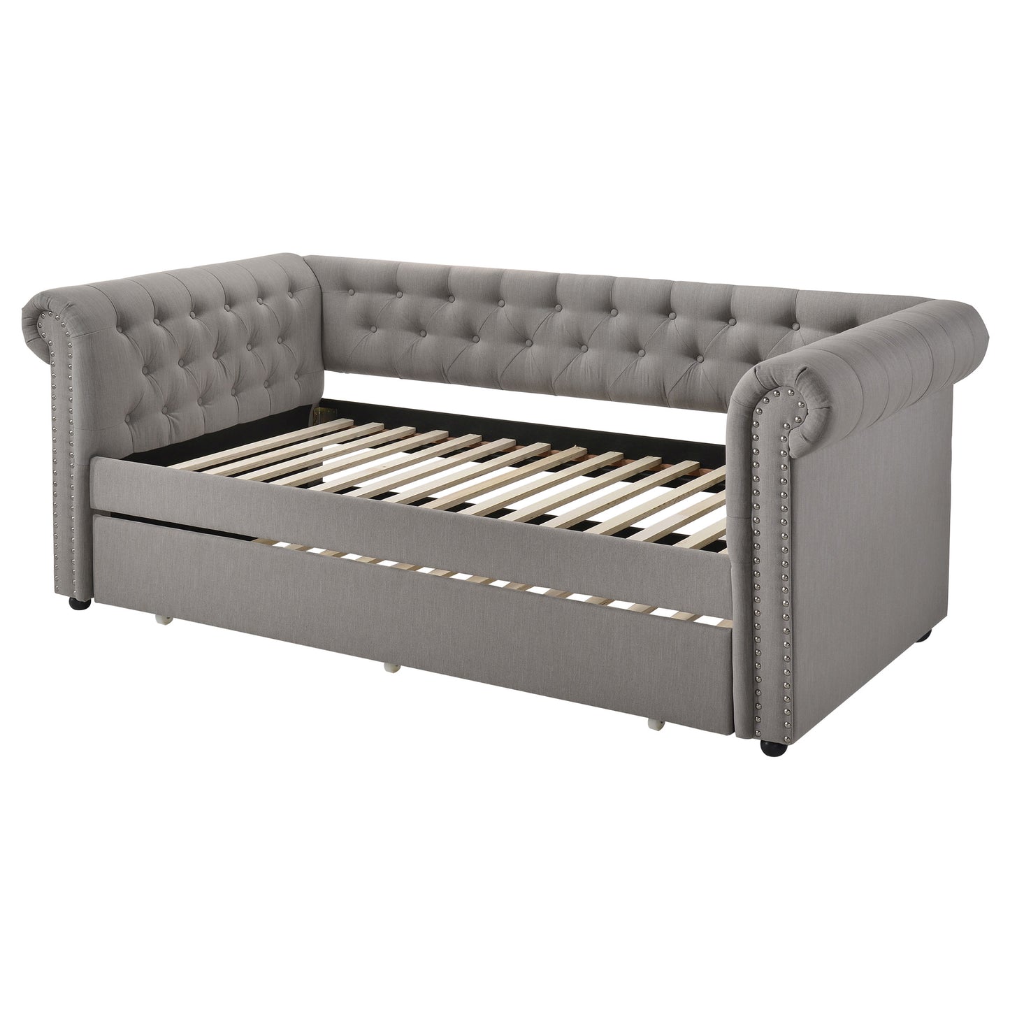 Kepner Upholstered Twin Daybed with Trundle Grey