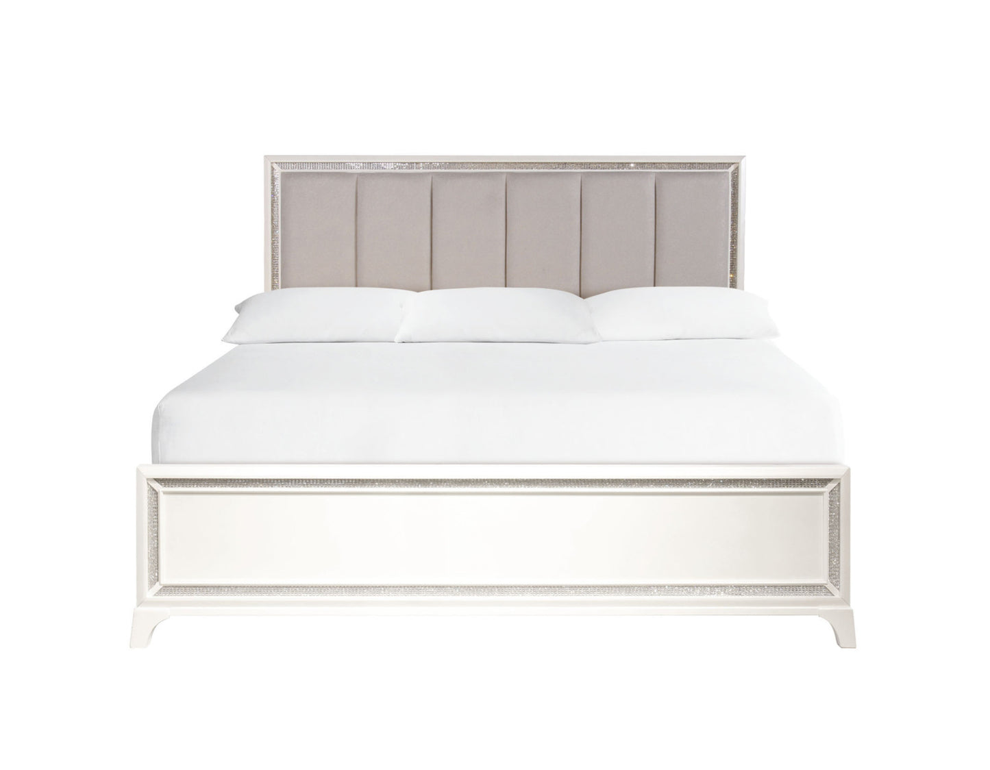 Cassie Illuminating King Bed, Shimmering Pearl Finish