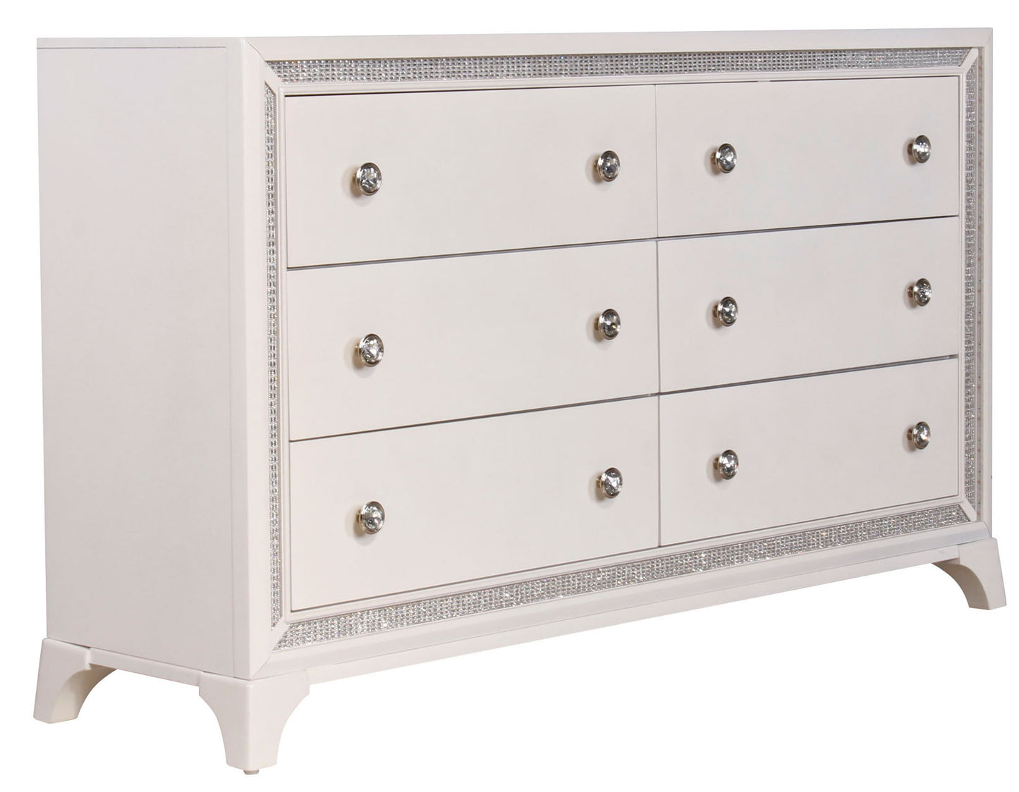 Cassie Illuminating Glam 58″ Dresser, Shimmering Pearl Finish