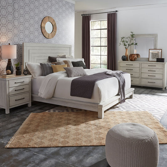 Modern Farmhouse - King California Platform Bed, Dresser & Mirror, Night Stand