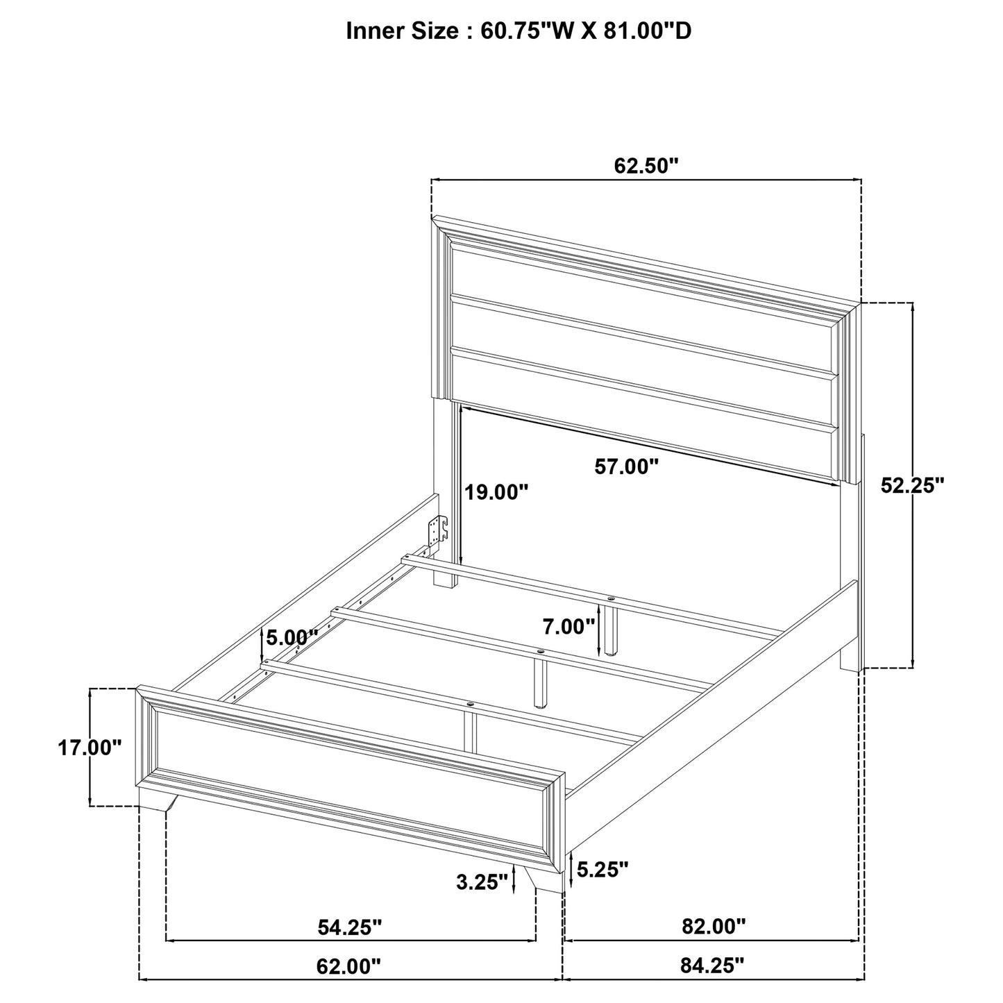 Wright 50-inch Upholstered Queen Bed Brown Oak