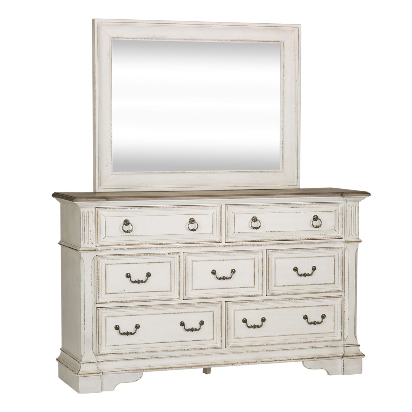 Abbey Park - Queen Uph Sleigh Bed, Dresser & Mirror, Chest, Night Stand