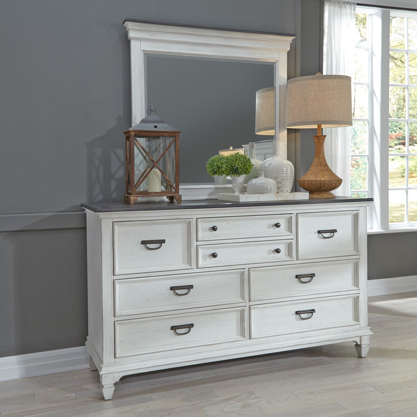 Allyson Park - Queen Panel Bed, Dresser & Mirror, Chest, Night Stand