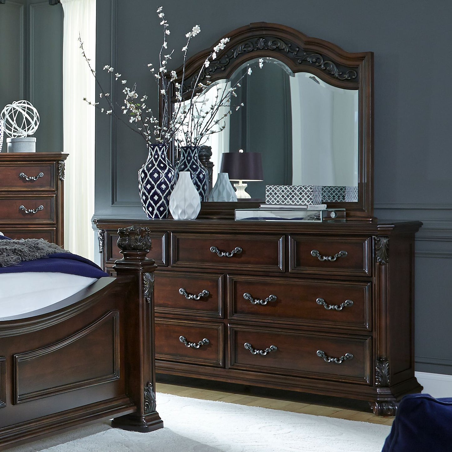 Messina Estates - Queen Poster Bed, Dresser & Mirror, Chest, Night Stand