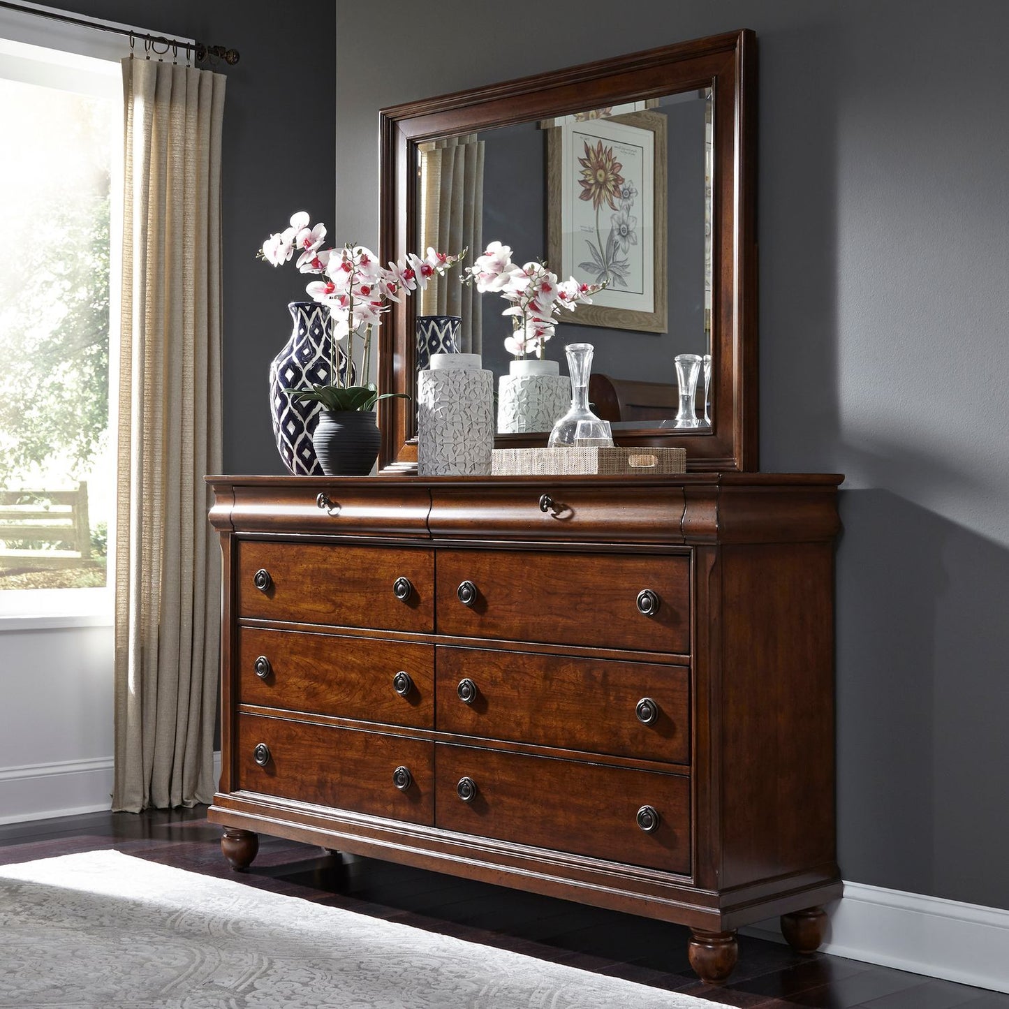 Rustic Traditions - Queen Sleigh Bed, Dresser & Mirror, Chest, Night Stand