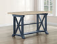 Darcy 64-82"Counter Table with 18-inch leaf, Midnight Blue and Natural Finish