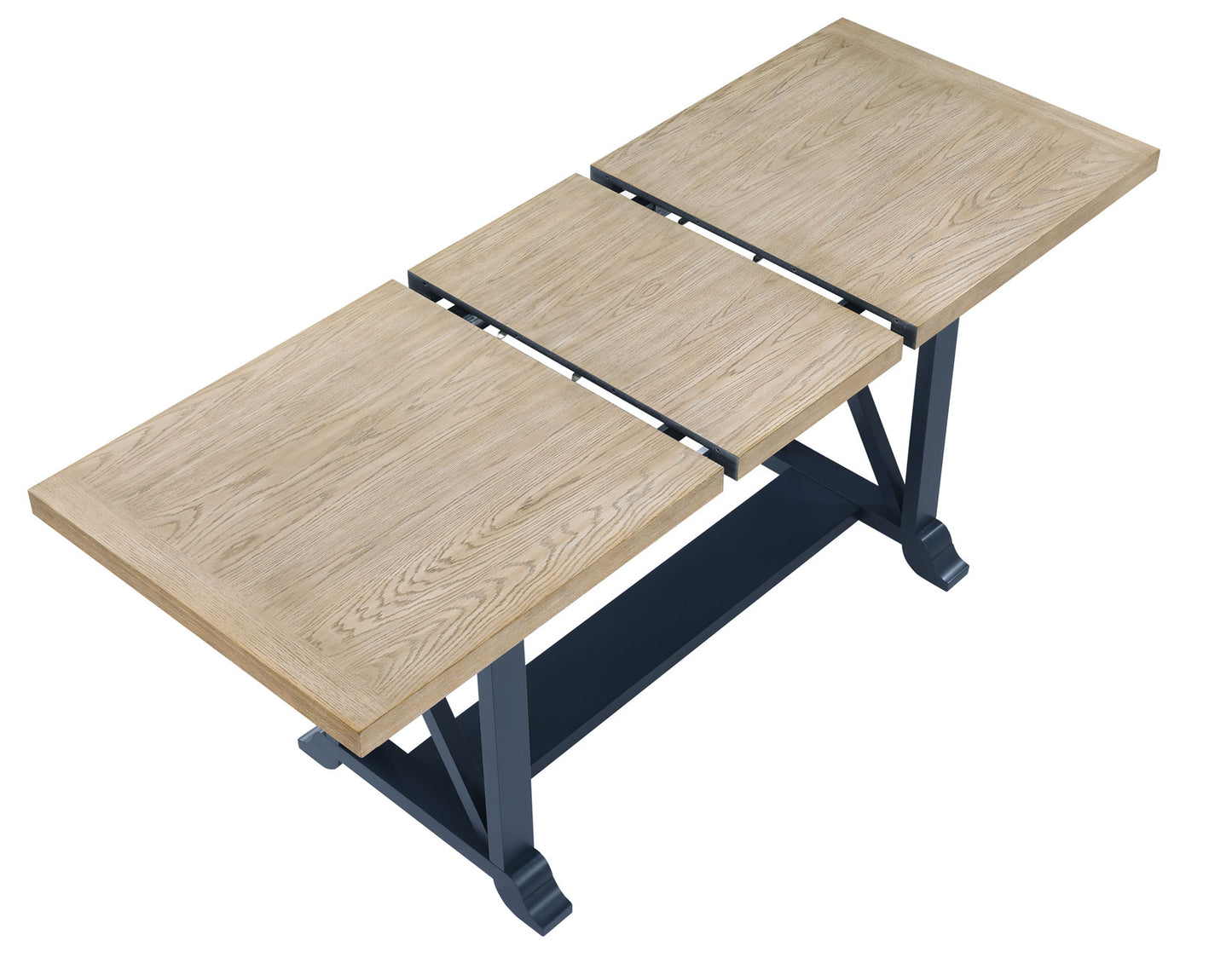 Darcy 64-82"Counter Table with 18-inch leaf, Midnight Blue and Natural Finish