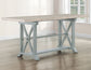 Darcy 64-82"Counter Table with 18-inch leaf, Mint Green and Natural Finish