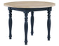 Darcy 42" Round Dining Table, Midnight Blue and Natural Finish