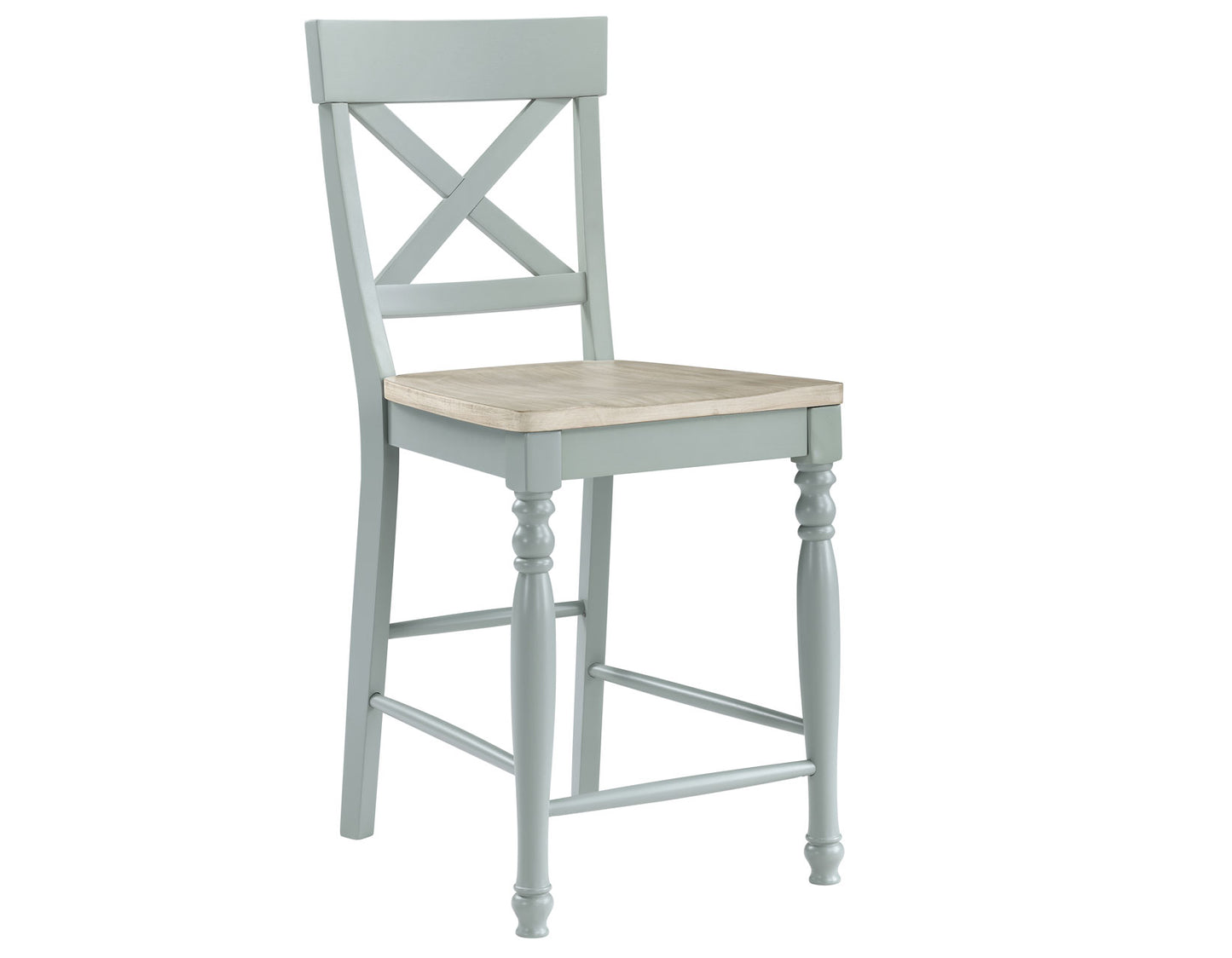 Darcy Solid Wood 24" Counter Stool, Mint Green and Natural Finish