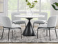 Conrad 5-Piece 48" Round White Marble Dining Set with Black Base