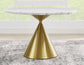 Conrad 48"White Marble Top Table with Gold Conical Base