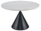 Conrad 48"White Marble Top Table with Black Conical Base