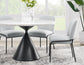 Conrad 48"White Marble Top Table with Black Conical Base