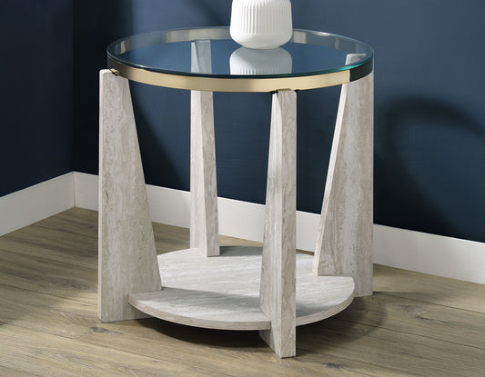 Wanda 24" Round Glass Top End Table