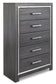 Lodanna Queen Panel Bed with 2 Storage Drawers with Mirrored Dresser and Chest