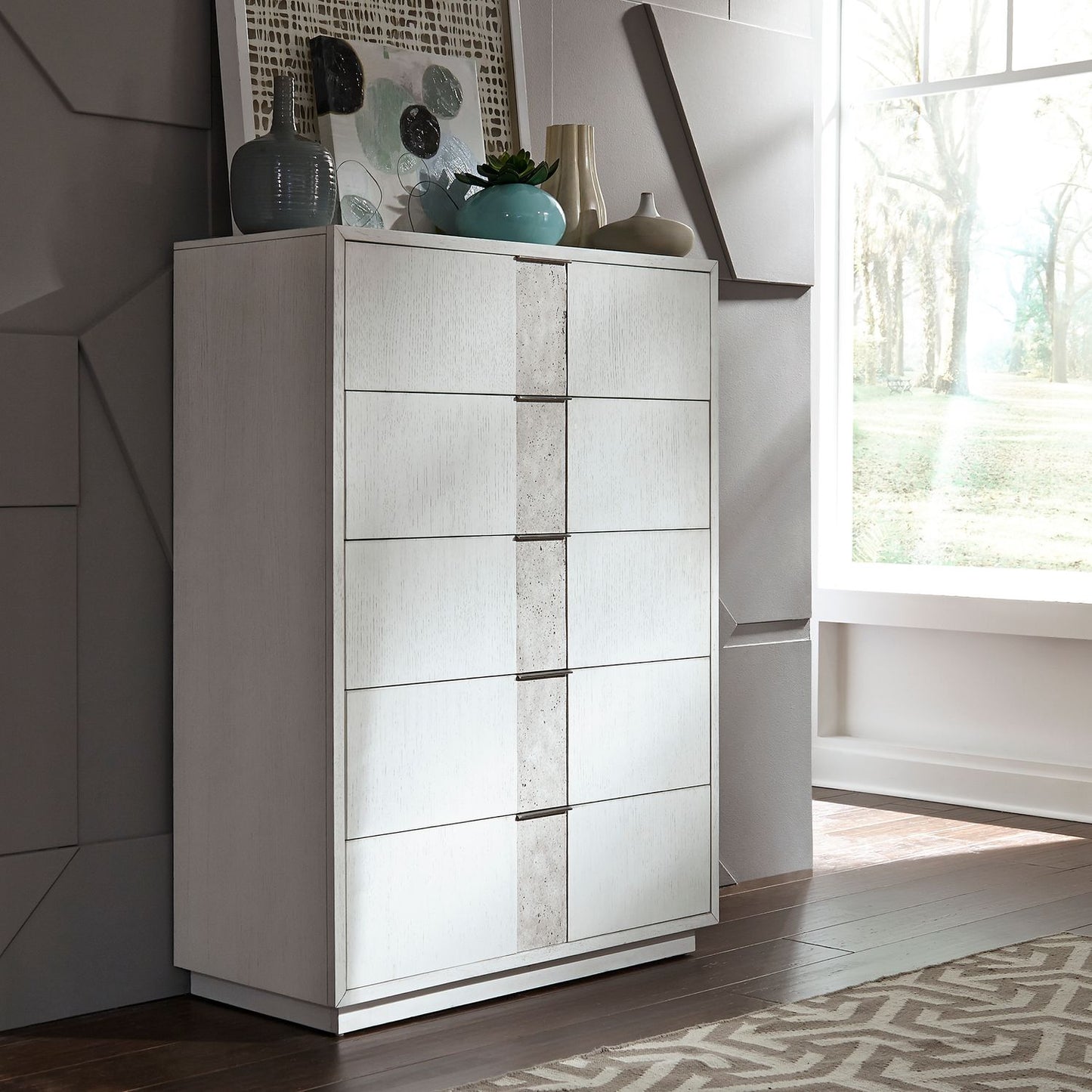 Mirage - King Panel Bed, Dresser & Mirror, Chest