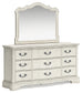 Arlendyne King Upholstered Bed with Mirrored Dresser, Chest and 2 Nightstands