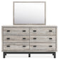 Vessalli King Panel Headboard with Mirrored Dresser, Chest and 2 Nightstands