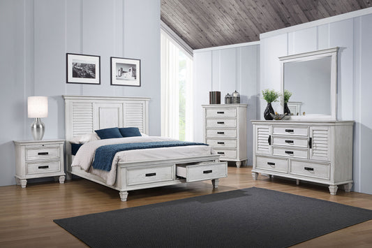 Franco 4-piece California King Bedroom Set Distressed White