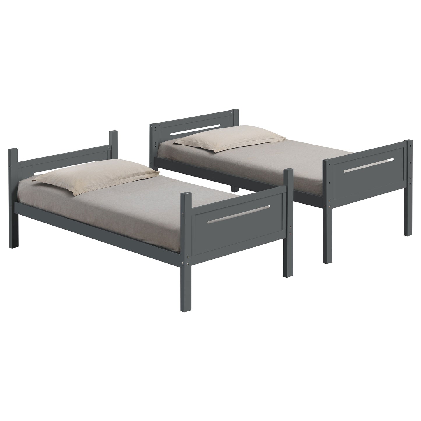 Littleton Wood Twin Over Twin Bunk Bed Grey