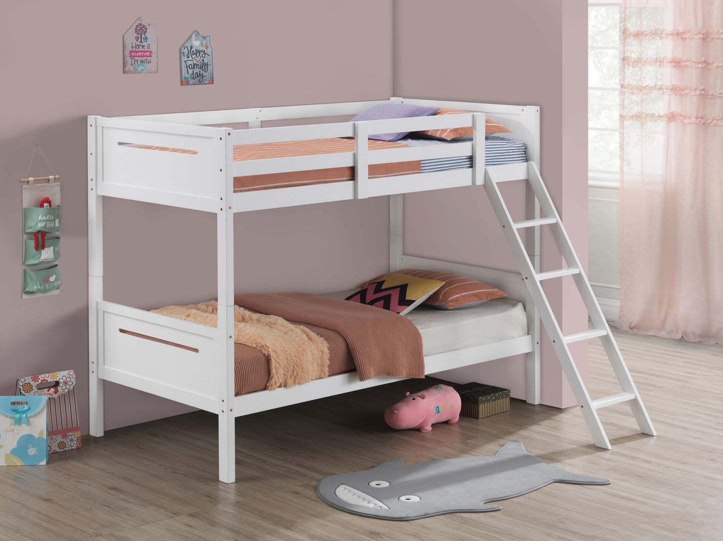 Littleton Wood Twin Over Twin Bunk Bed White