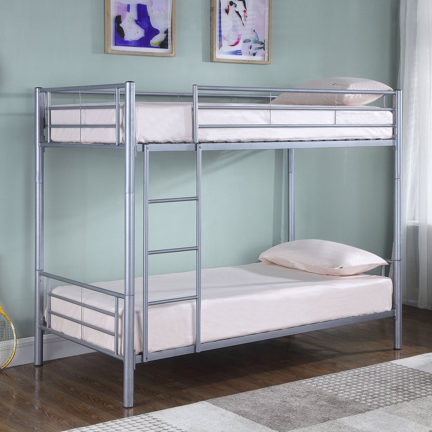 Hayward Metal Twin Over Twin Bunk Bed Silver