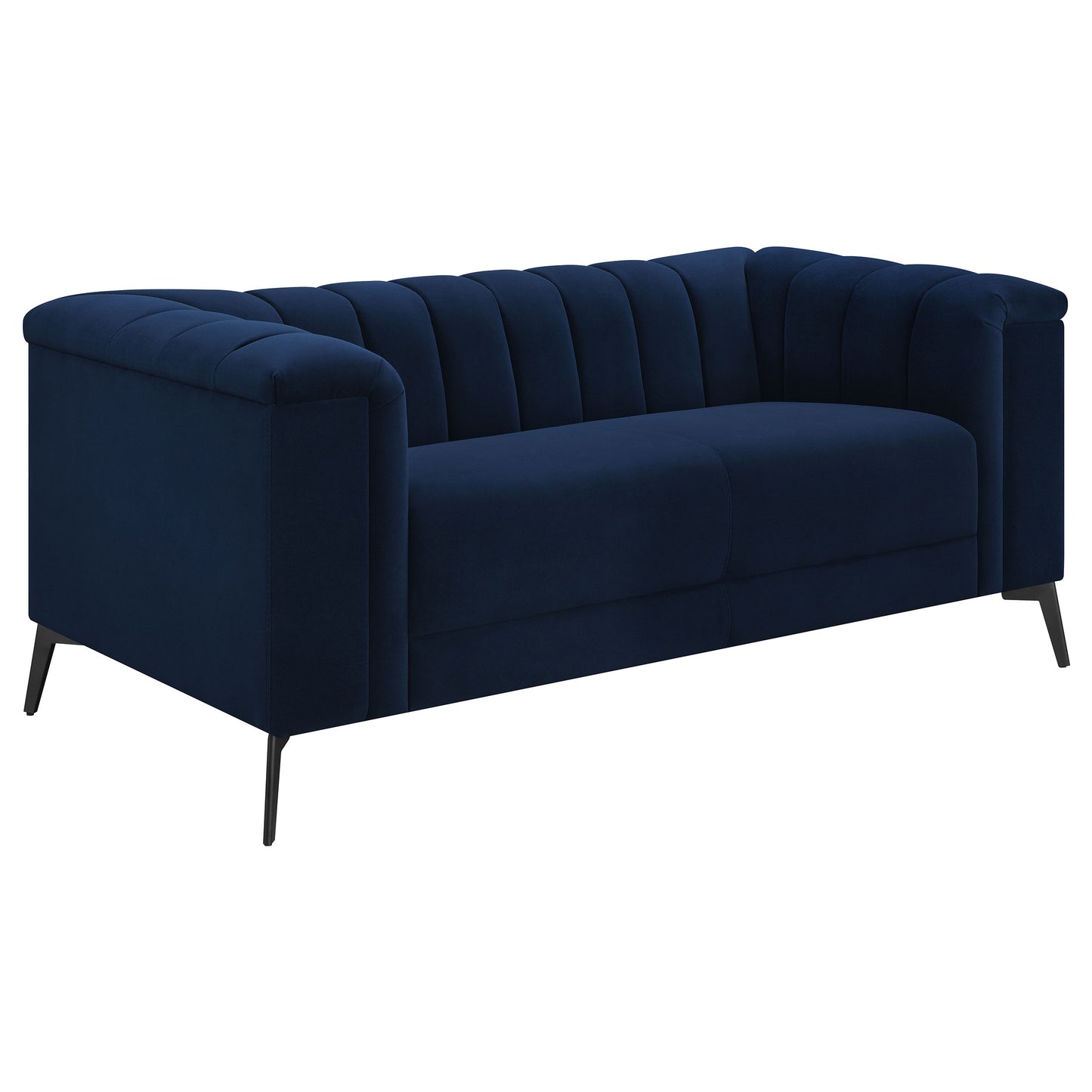 Chalet Upholstered Tuxedo Arm Tufted Loveseat Blue